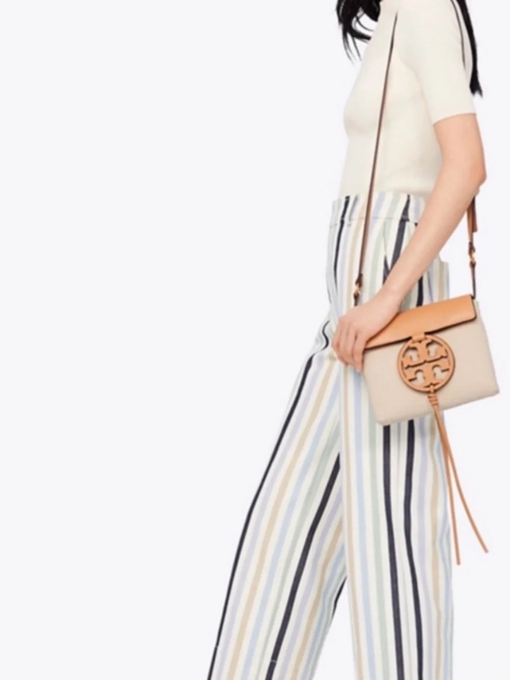 Authentic Tory Burch Miller Canvas Leather Crossbody